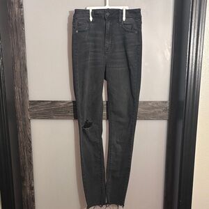 Hidden Denim Black Skinny Distressed Jeans Raw Hem Sz 26